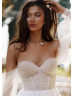 Beaded White Tulle Exquisite Wedding Dress With Removable Sleeves